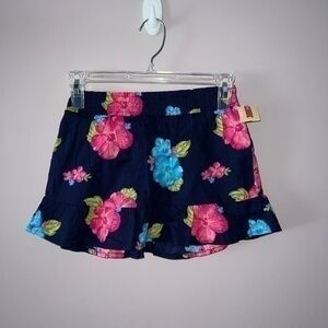 NWT navy blue skirt with hot pink and blue flowers girls size XS 4/5 Cherokee